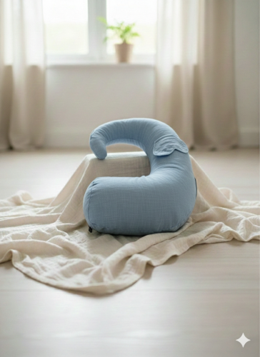 poduszka błękitny len