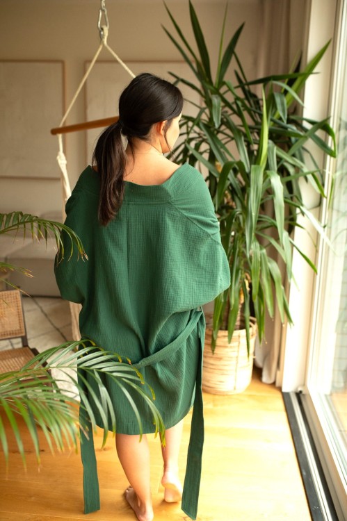 Eleganckie kimono z muślinu Malachit – komfort i swoboda